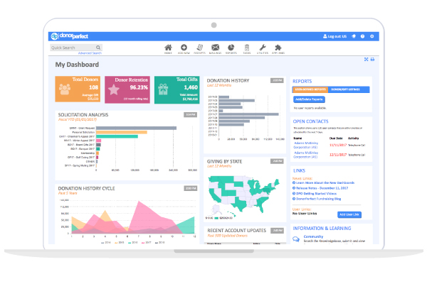 DonorPerfect dashboard